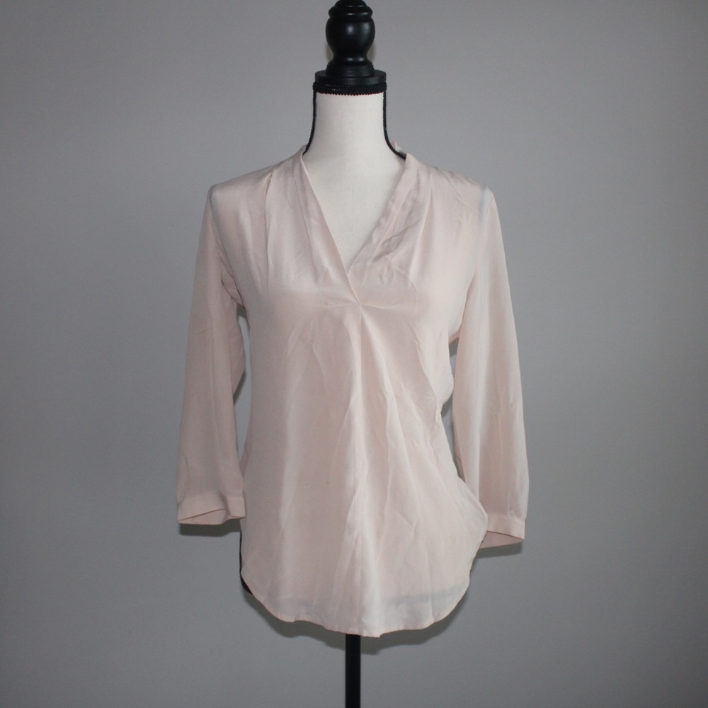 100% silk blush pink blouse